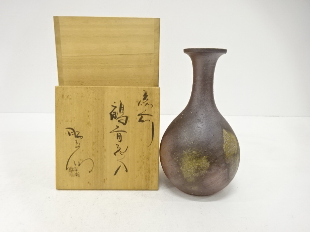 JAPANESE TEA CEREMONY / BIZEN WARE HANAIRE FLOWER VASE / ARTISAN WORK